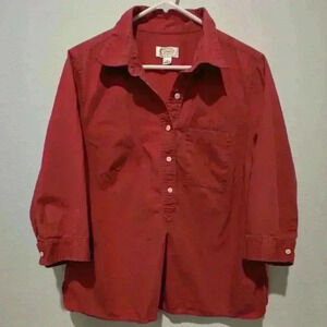 Talbots Vintage 3/4 Sleeve Shirt Button Down Cotton Size X 10/12 Red Western